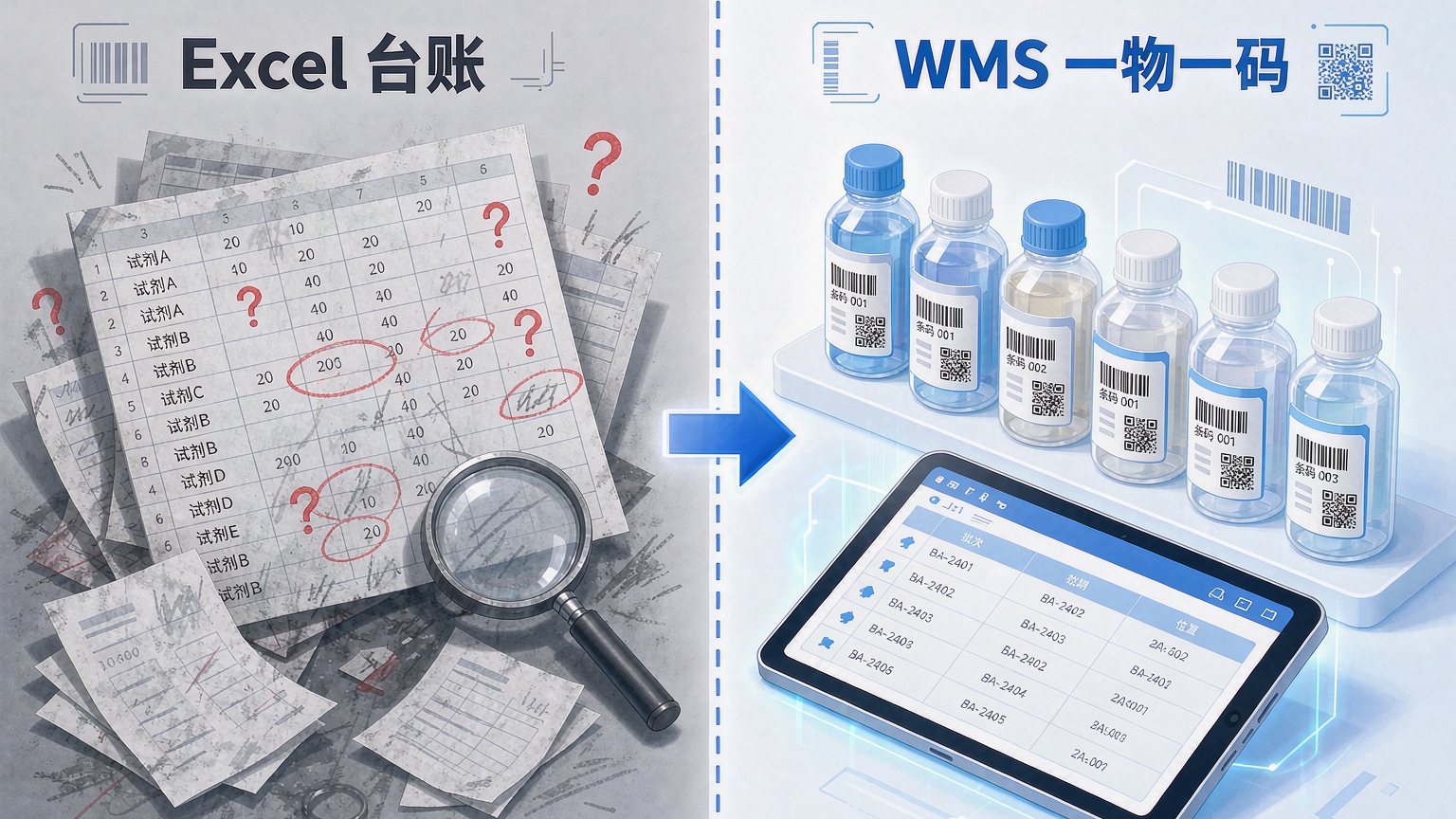 Excel 杂乱台账与 WMS 一物一码管理对比:从人工核对到系统追溯