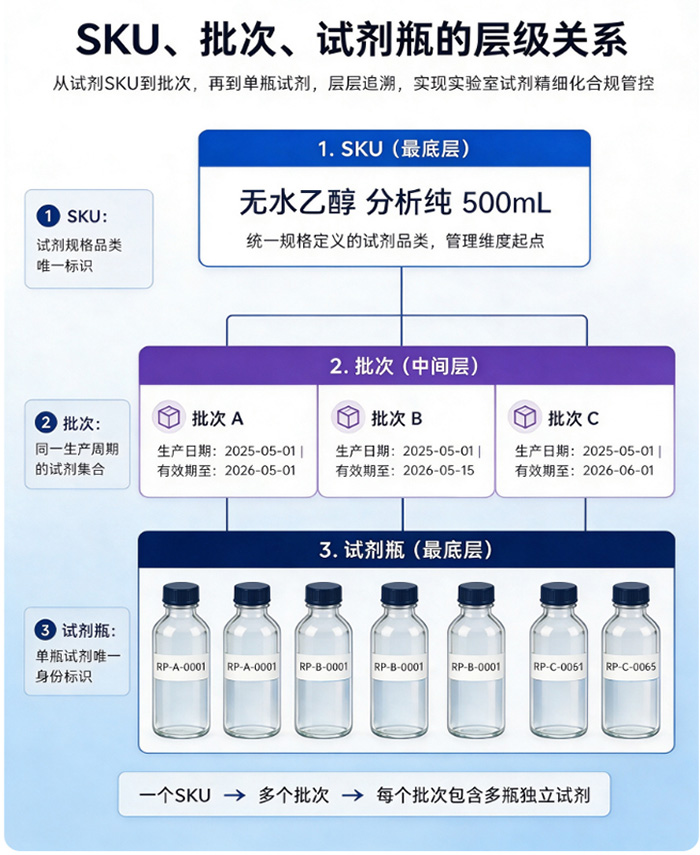 一瓶一码SKU、批次、试剂瓶三次关系